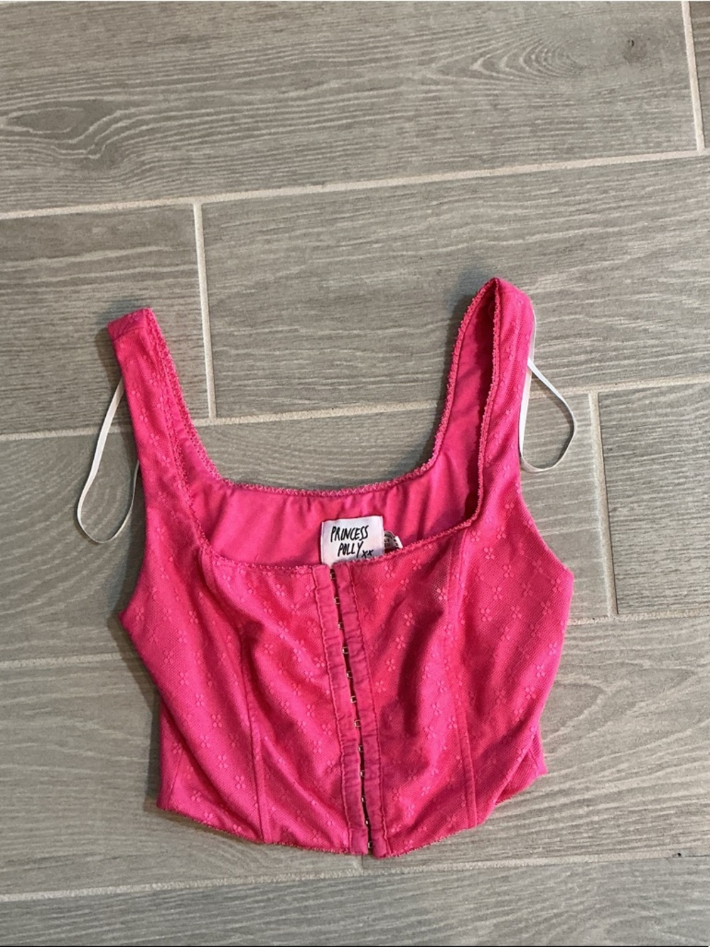Princess Polly Bright Pink Hook-Front Cropped Corset Top